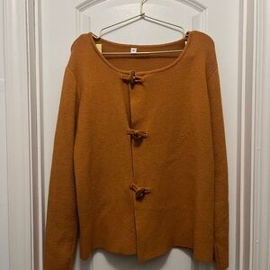 Mustard Wood button Cardigan Sweater